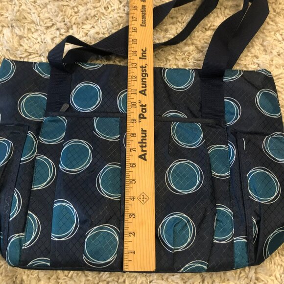 Thirty-One Large Tote Bag Zip Top Organizing Utility Grocery La Di Dot Black Gre - Picture 7 of 7